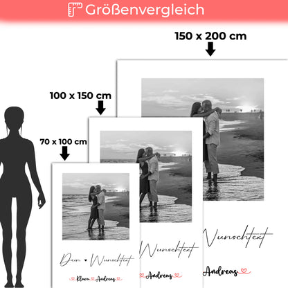 Decke Mit Namen personalisiert für Paare Mit Foto Wunschtext und Black & White