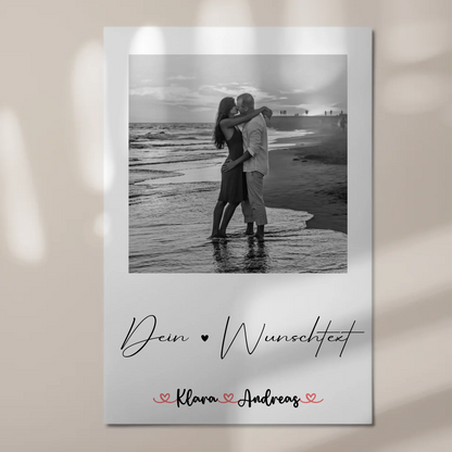 Personalisiertes Fotoboard mit Foto, Namen & Wunschtext für Paare Black & White