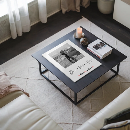 Personalisiertes Fotoboard mit Foto, Namen & Wunschtext für Paare Black & White