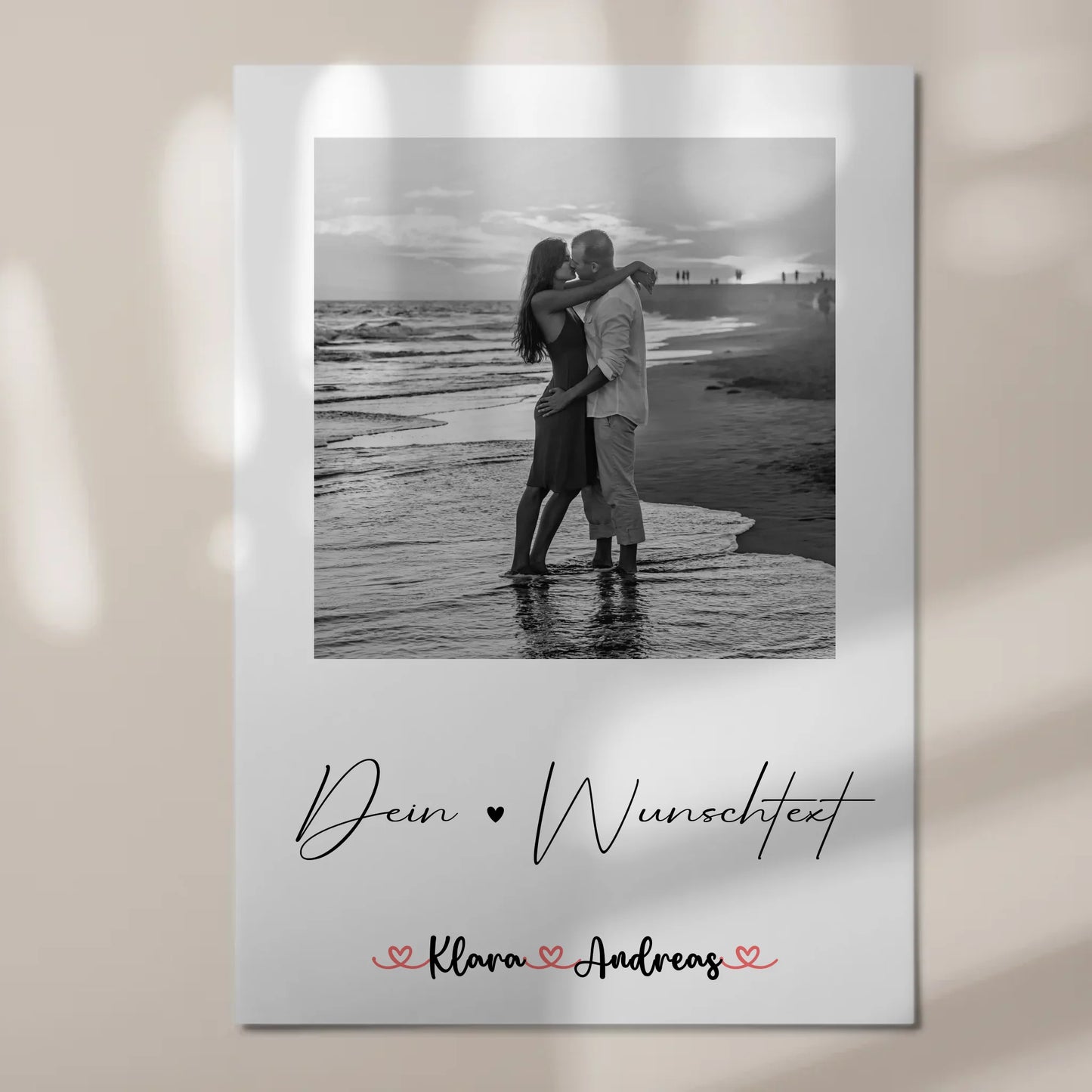 Personalisiertes Fotoboard mit Foto, Namen & Wunschtext für Paare Black & White