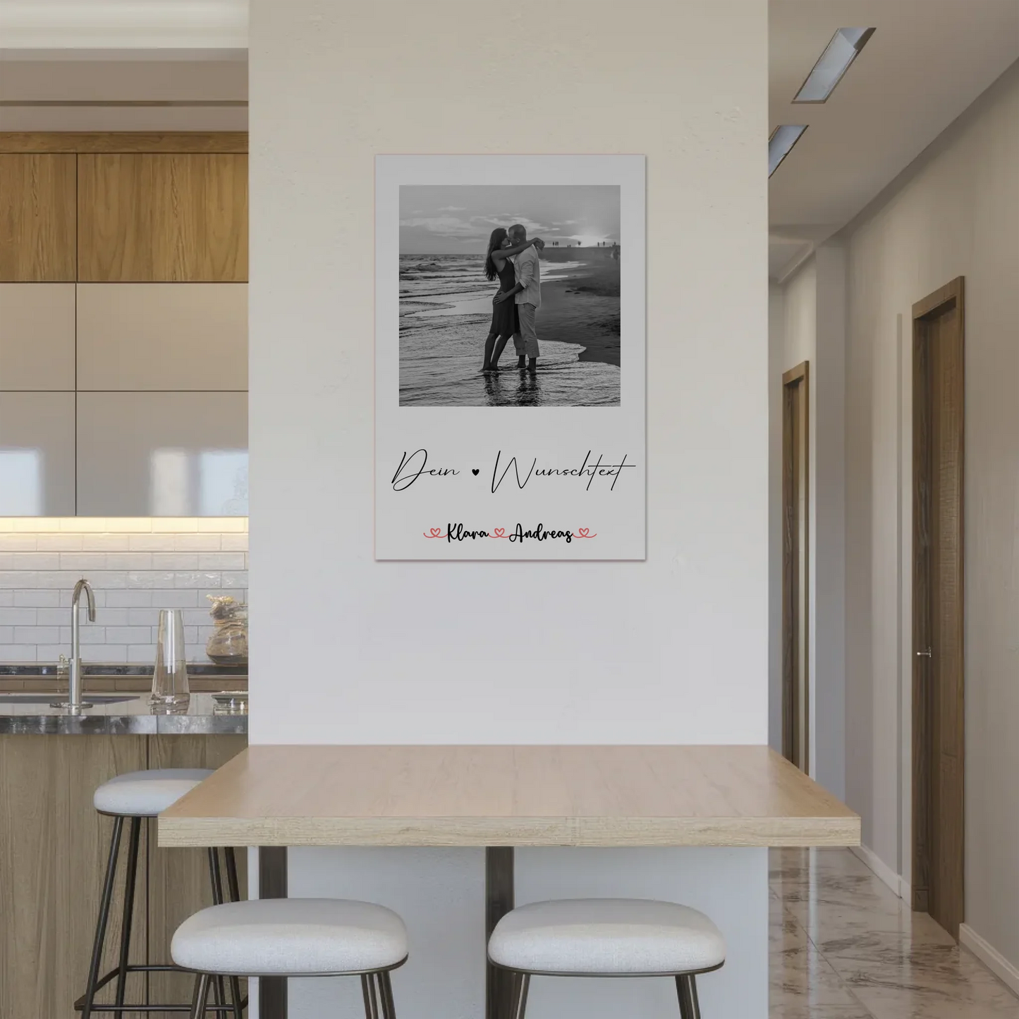 Personalisiertes Fotoboard mit Foto, Namen & Wunschtext für Paare Black & White