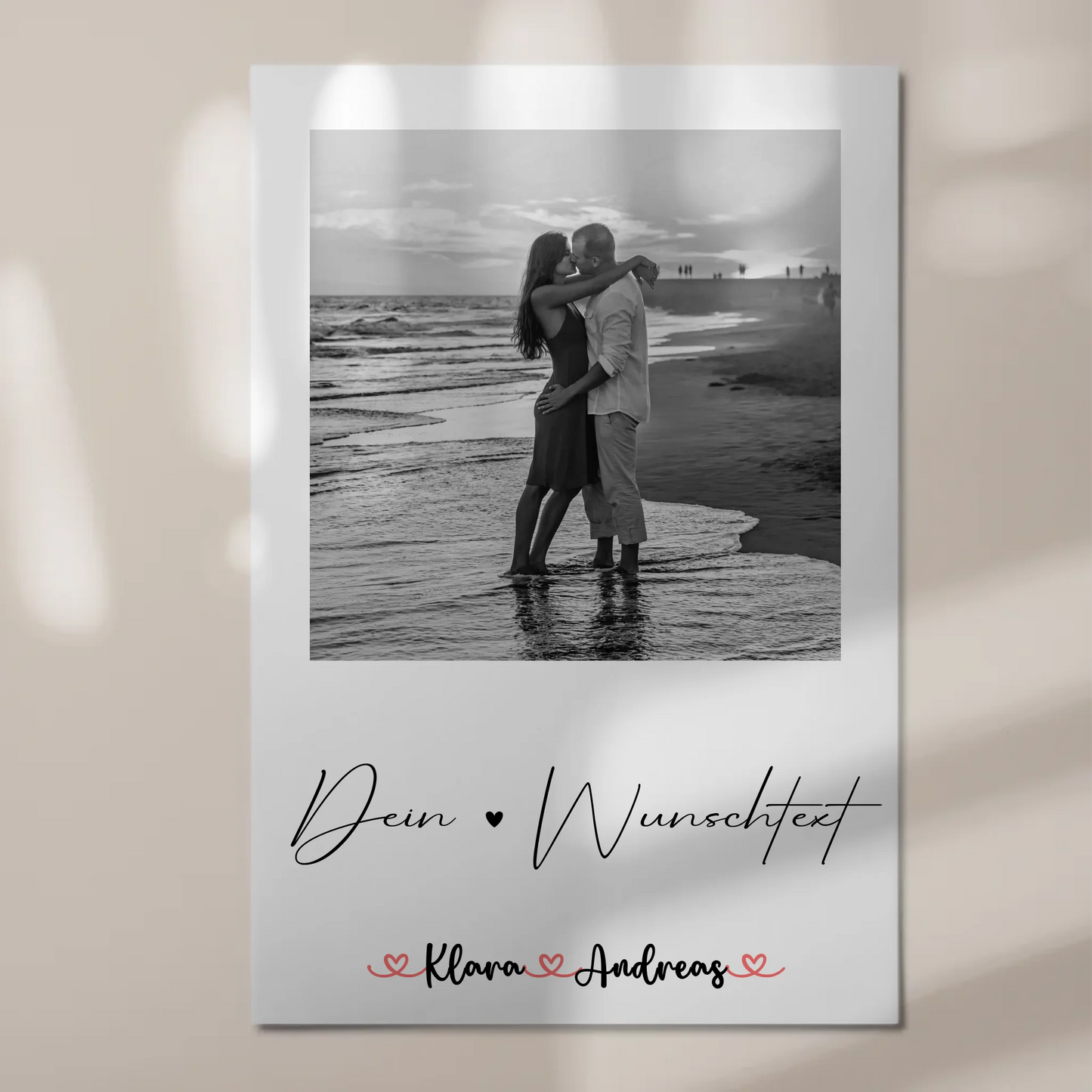 Personalisiertes Fotoboard mit Foto, Namen & Wunschtext für Paare Black & White
