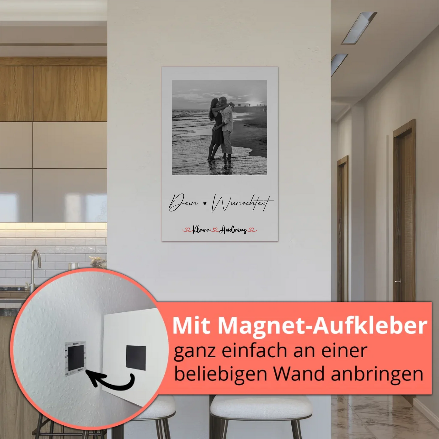 Personalisiertes Fotoboard mit Foto, Namen & Wunschtext für Paare Black & White
