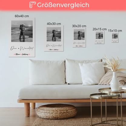 Personalisiertes Fotoboard mit Foto, Namen & Wunschtext für Paare Black & White