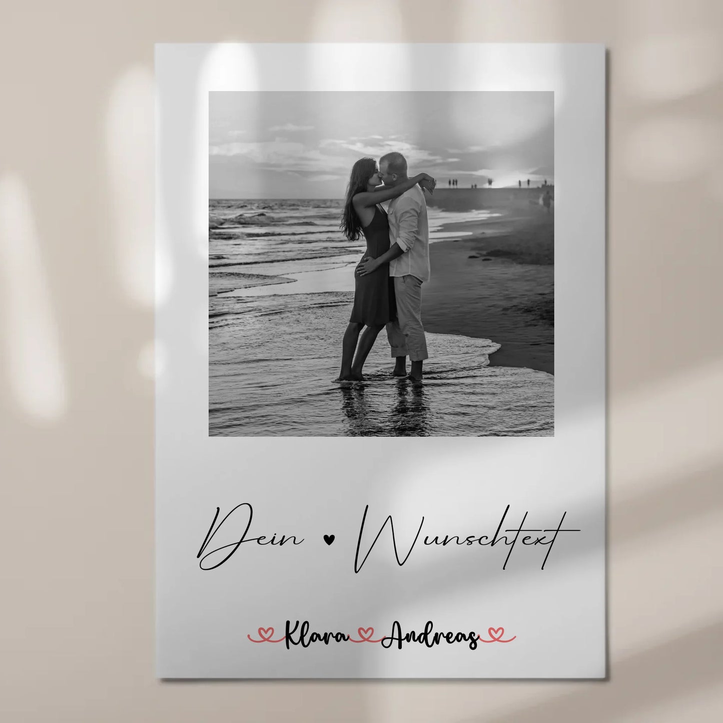Personalisiertes Fotoboard mit Foto, Namen & Wunschtext für Paare Black & White