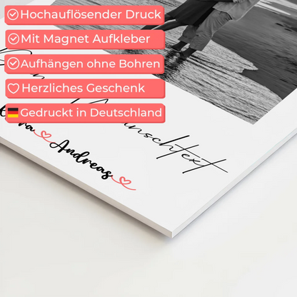 Personalisiertes Fotoboard mit Foto, Namen & Wunschtext für Paare Black & White