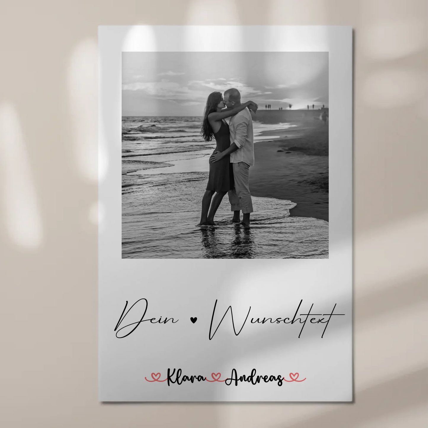 Personalisiertes Fotoboard mit Foto, Namen & Wunschtext für Paare Black & White