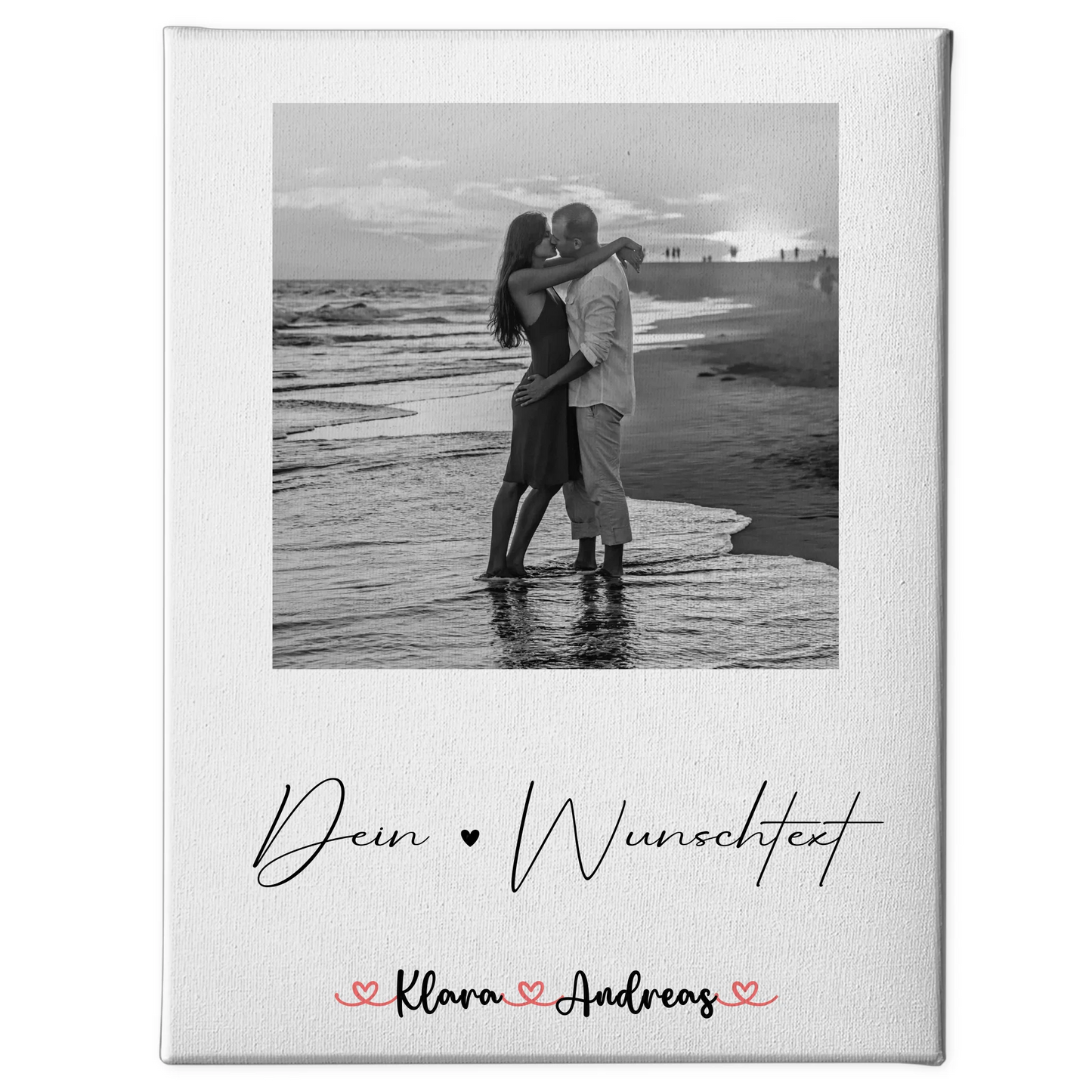 Pärchen Leinwand mit Foto, Wunschtext & Namen personalisiert Black & White