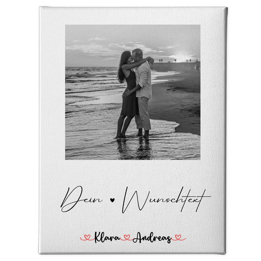 Pärchen Leinwand mit Foto, Wunschtext & Namen personalisiert Black & White