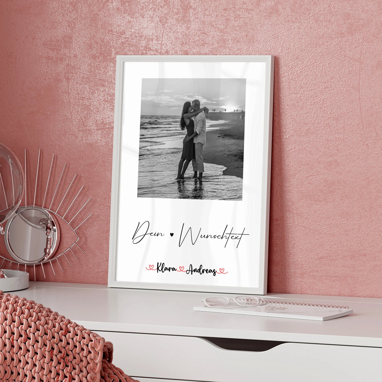 Liebesposter personalisiert mit Foto, Namen & Wunschtext für Paare Black & White