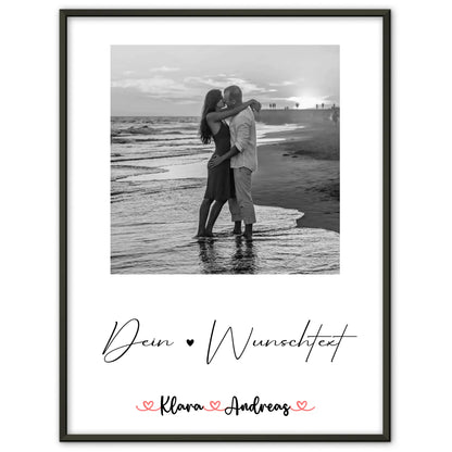 Liebesposter personalisiert mit Foto, Namen & Wunschtext für Paare Black & White