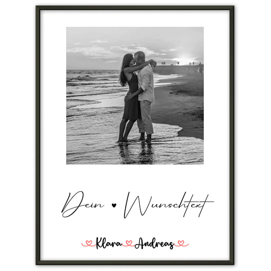 Liebesposter personalisiert mit Foto, Namen & Wunschtext für Paare Black & White