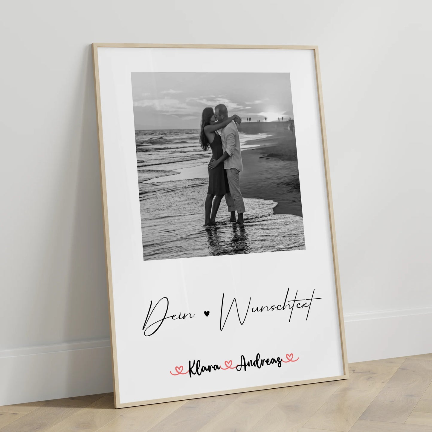 Liebesposter personalisiert mit Foto, Namen & Wunschtext für Paare Black & White