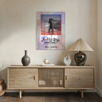 Acrylglas Mit Foto Real Love Stories für Paare mit Namen