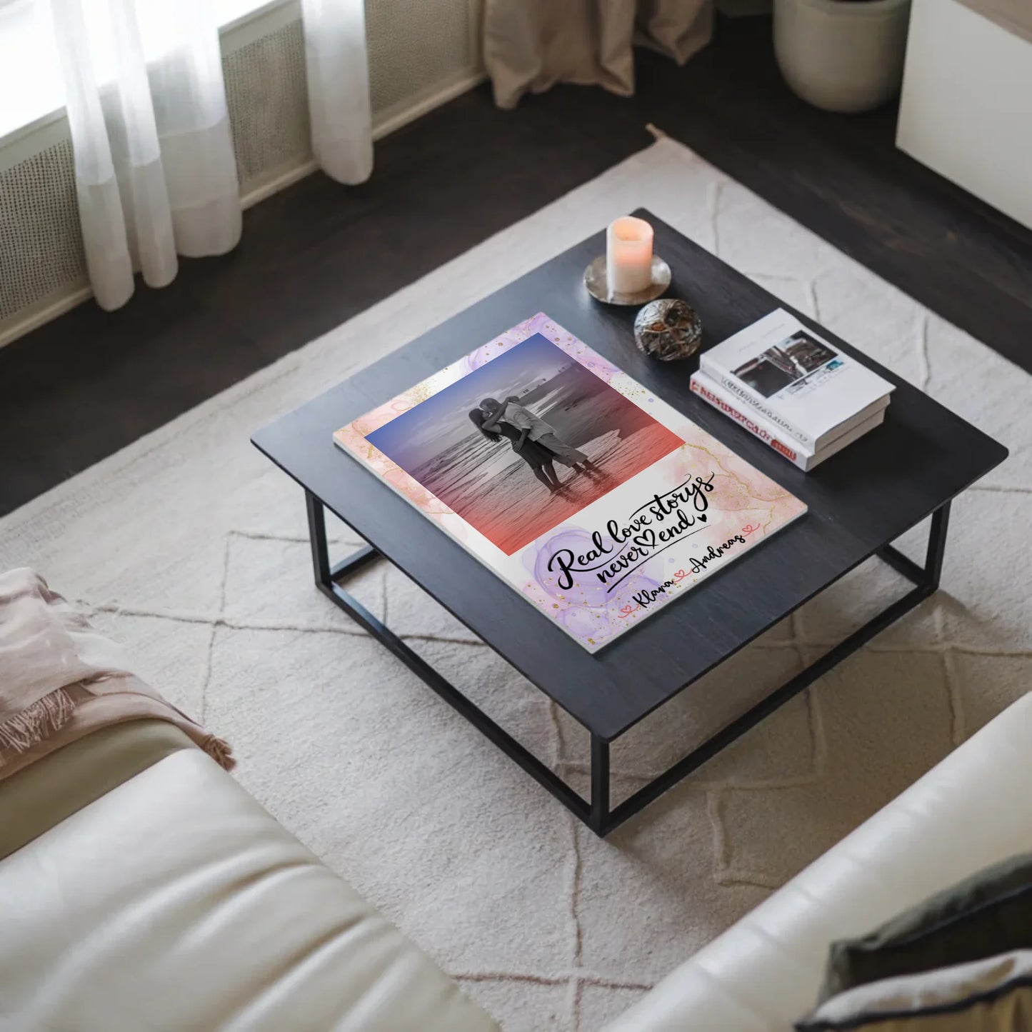 Magnetposter Fotoboard Real Love Stories mit Namen & Foto