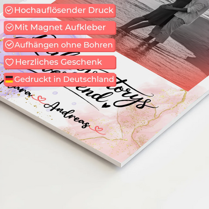 Magnetposter Fotoboard Real Love Stories mit Namen & Foto