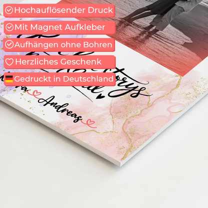 Magnetposter Fotoboard Real Love Stories mit Namen & Foto
