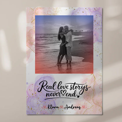 Magnetposter Fotoboard Real Love Stories mit Namen & Foto