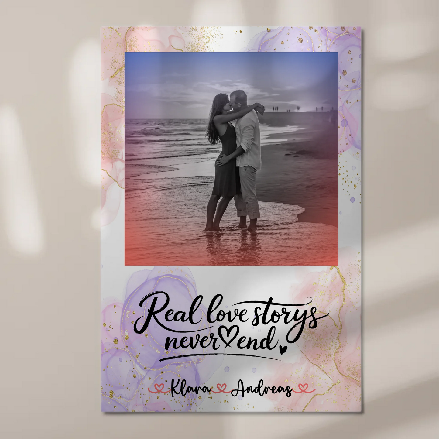 Magnetposter Fotoboard Real Love Stories mit Namen & Foto