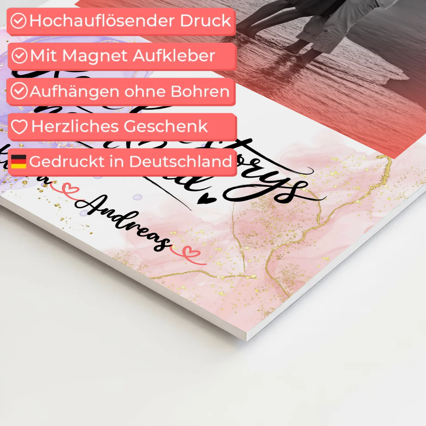 Magnetposter Fotoboard Real Love Stories mit Namen & Foto