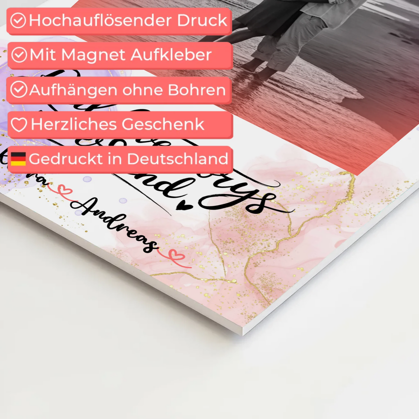 Magnetposter Fotoboard Real Love Stories mit Namen & Foto