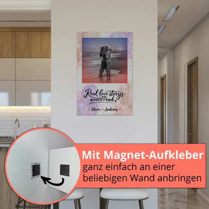 Magnetposter Fotoboard Real Love Stories mit Namen & Foto