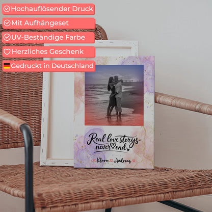 Personalisierte Leinwand Paare Real Love Stories mit Foto