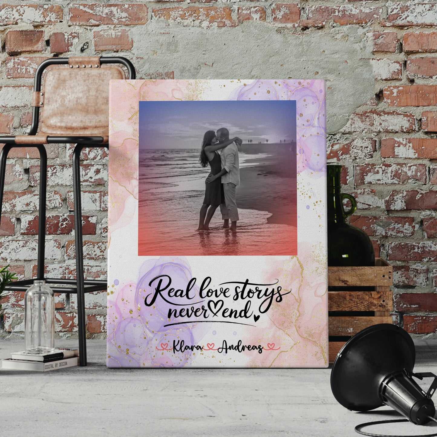 Personalisierte Leinwand Paare Real Love Stories mit Foto