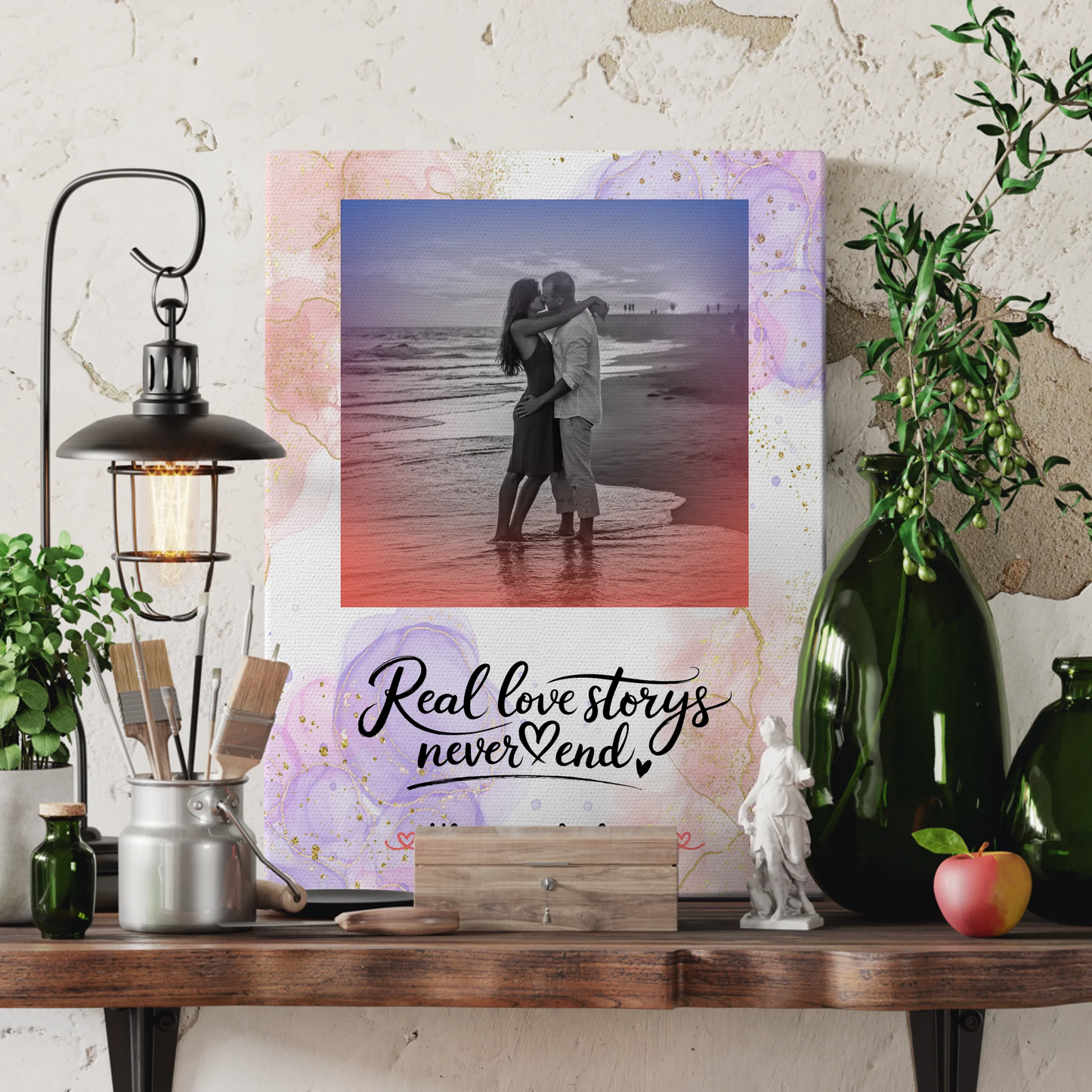 Personalisierte Leinwand Paare Real Love Stories mit Foto