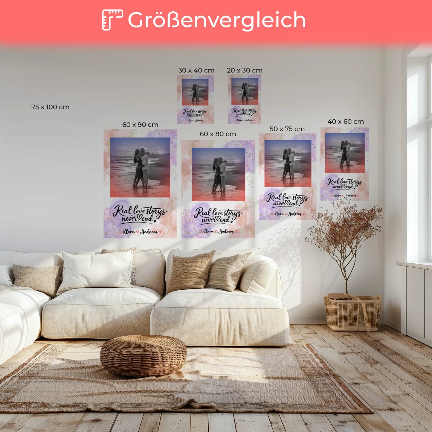 Personalisierte Leinwand Paare Real Love Stories mit Foto