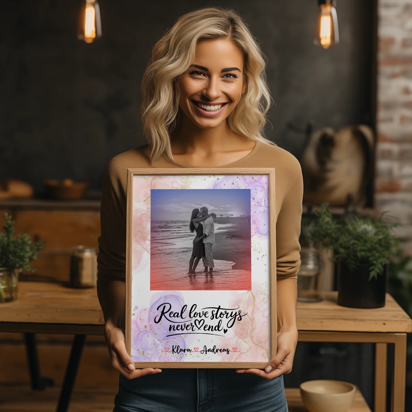 Personalisierte Poster Partner mit Foto, Namen & Spruch