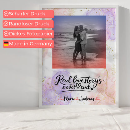 Personalisierte Poster Partner mit Foto, Namen & Spruch