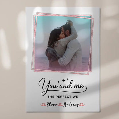 Fotoboard Magnet Poster You and me für Paare Mit Foto & Namen personalisiert