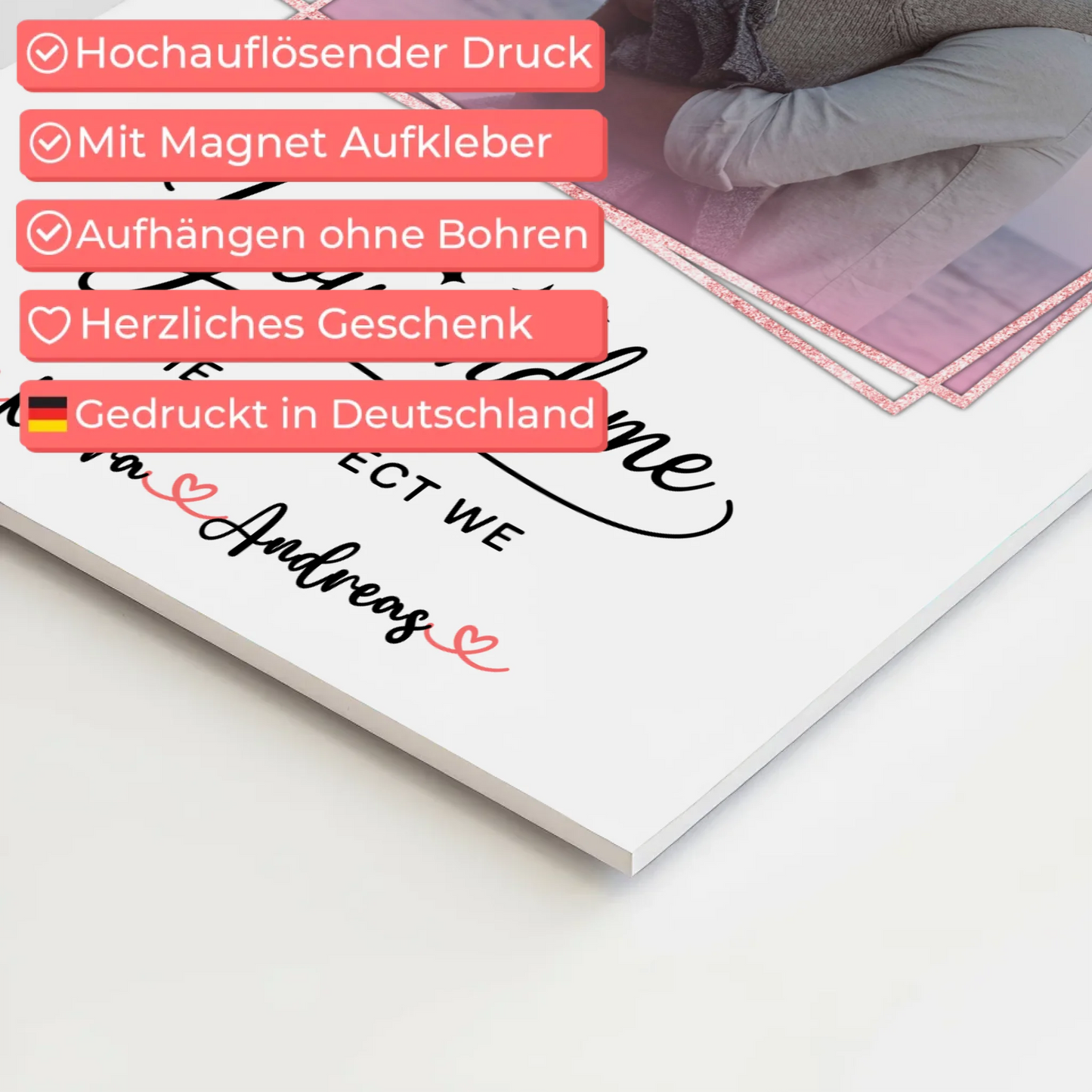 Fotoboard Magnet Poster You and me für Paare Mit Foto & Namen personalisiert