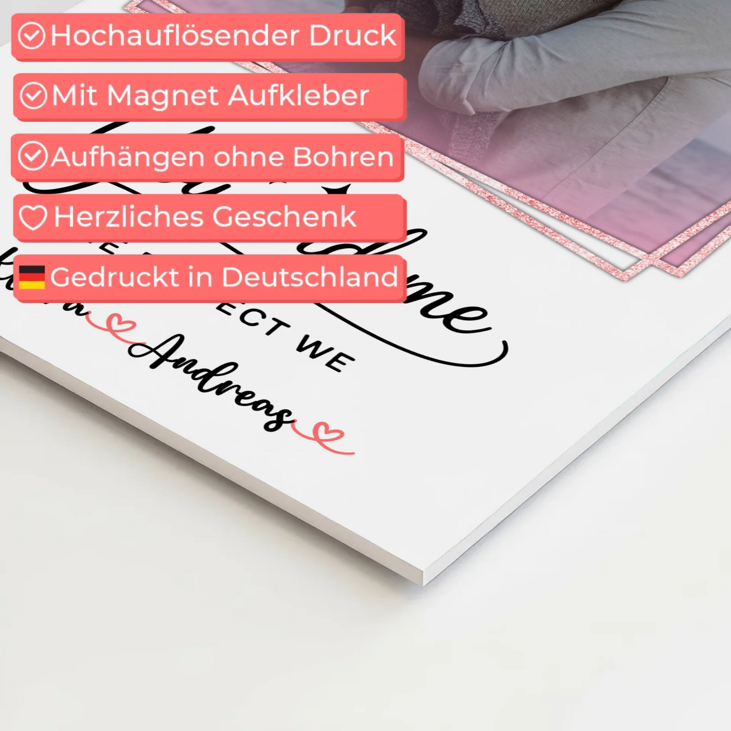 Fotoboard Magnet Poster You and me für Paare Mit Foto & Namen personalisiert