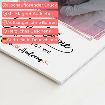 Fotoboard Magnet Poster You and me für Paare Mit Foto & Namen personalisiert