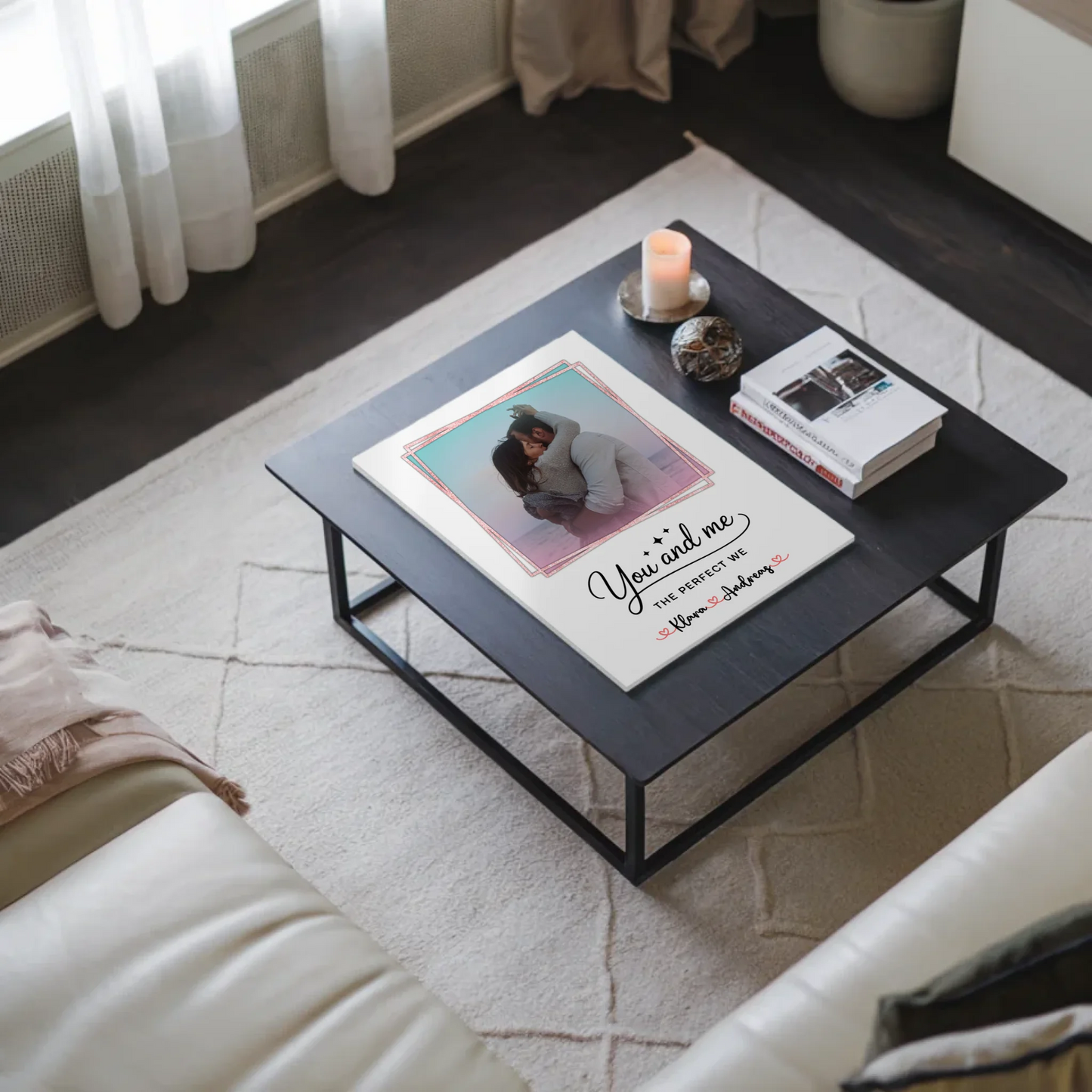 Fotoboard Magnet Poster You and me für Paare Mit Foto & Namen personalisiert