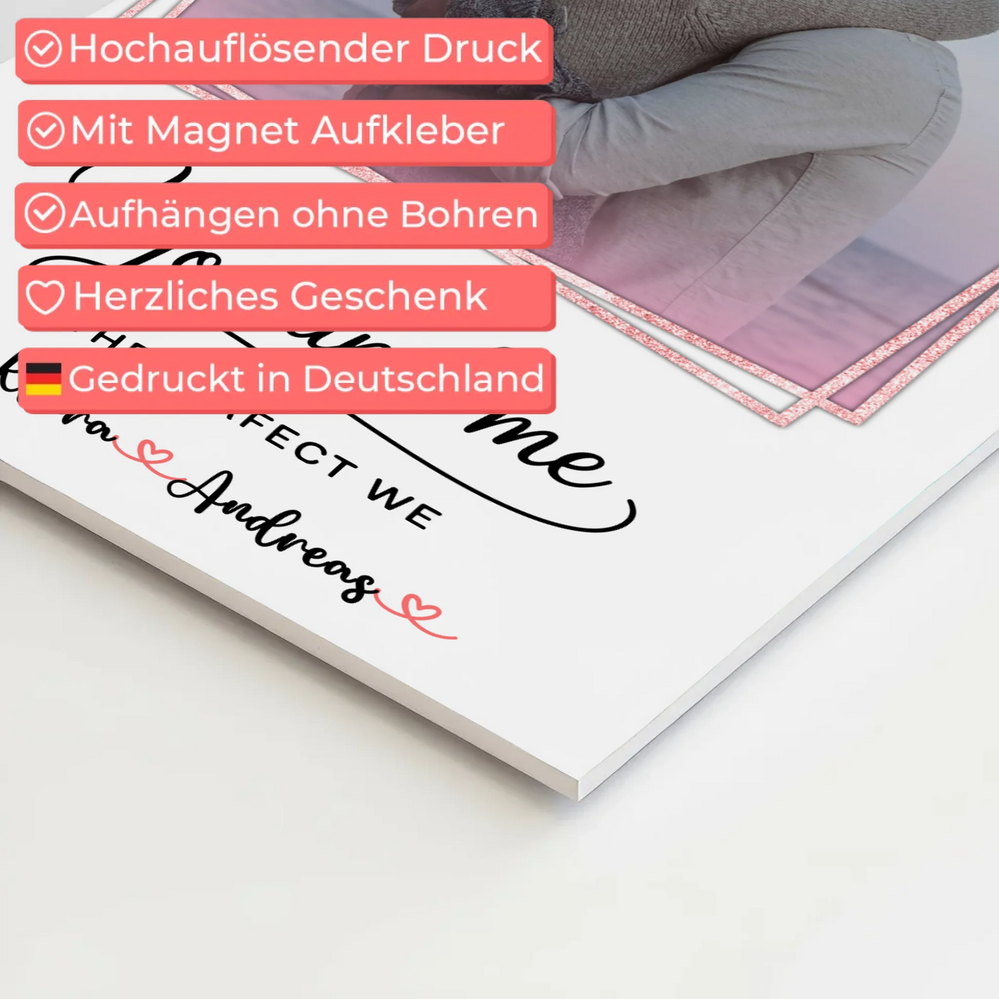 Fotoboard Magnet Poster You and me für Paare Mit Foto & Namen personalisiert