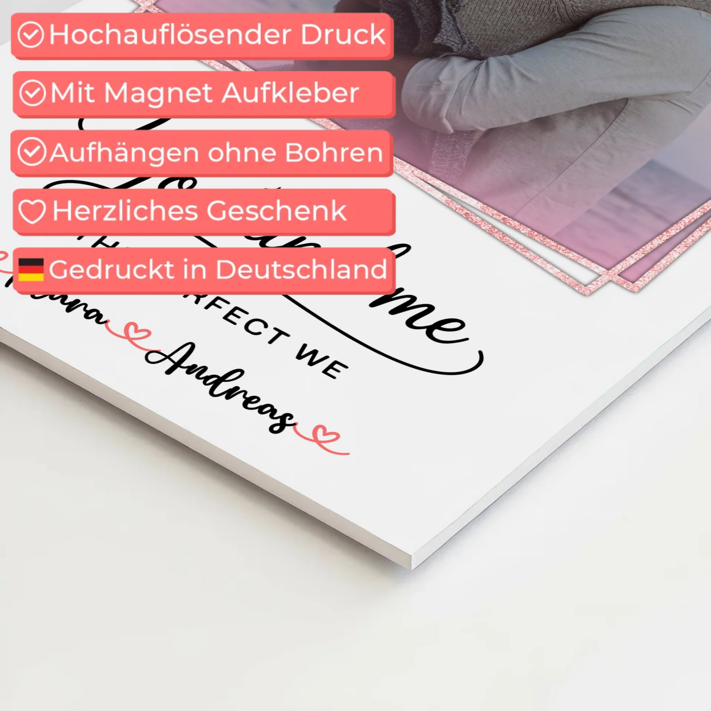 Fotoboard Magnet Poster You and me für Paare Mit Foto & Namen personalisiert