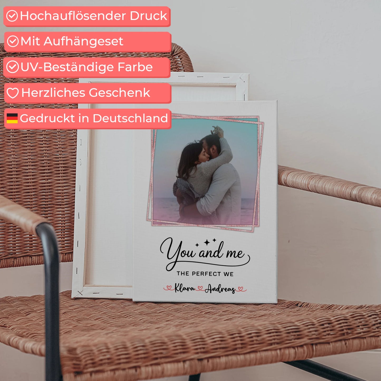 Leinwandbild Paar You and me The perfect we Personalisiert mit 1 Foto, Namen & Wunschtext