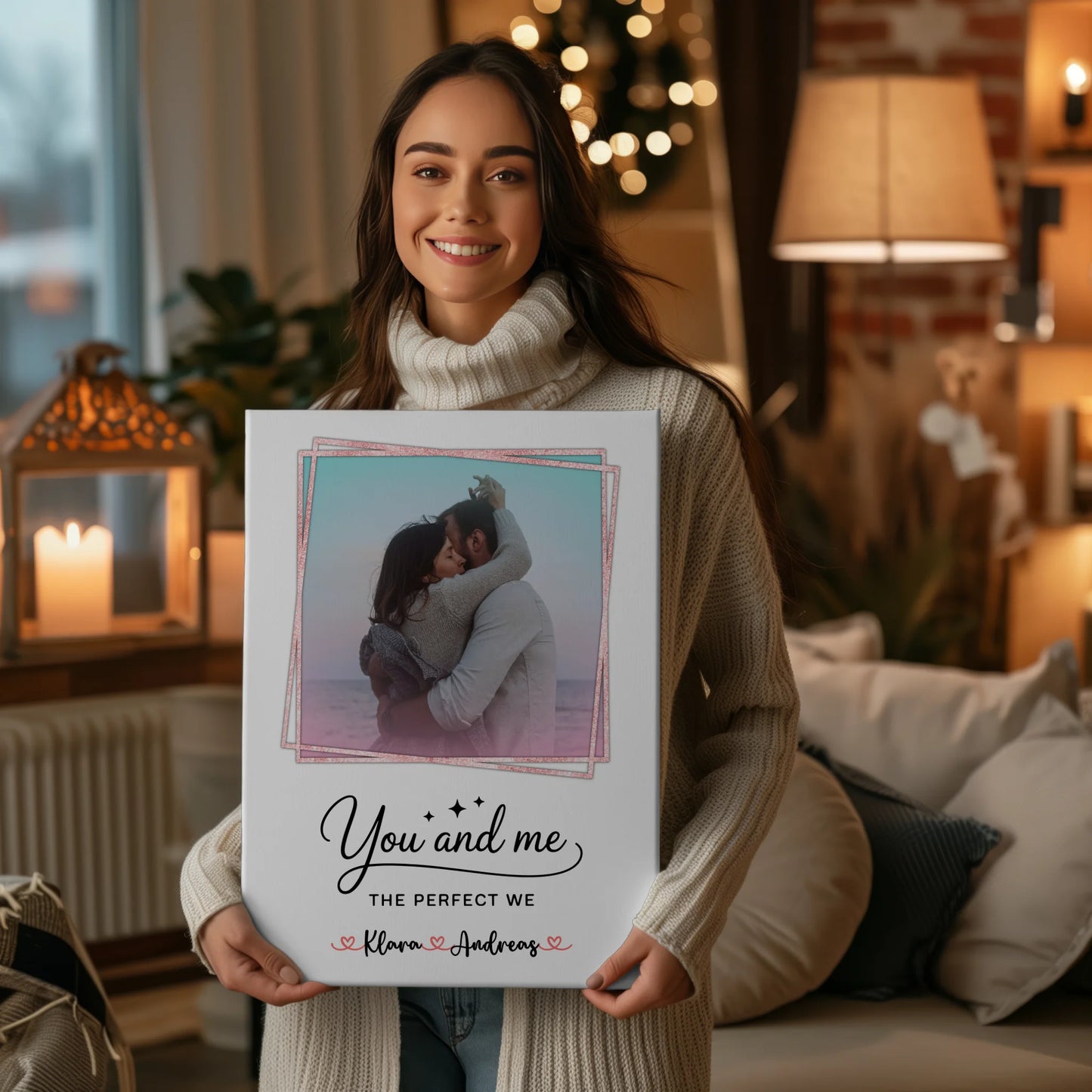 Leinwandbild Paar You and me The perfect we Personalisiert mit 1 Foto, Namen & Wunschtext