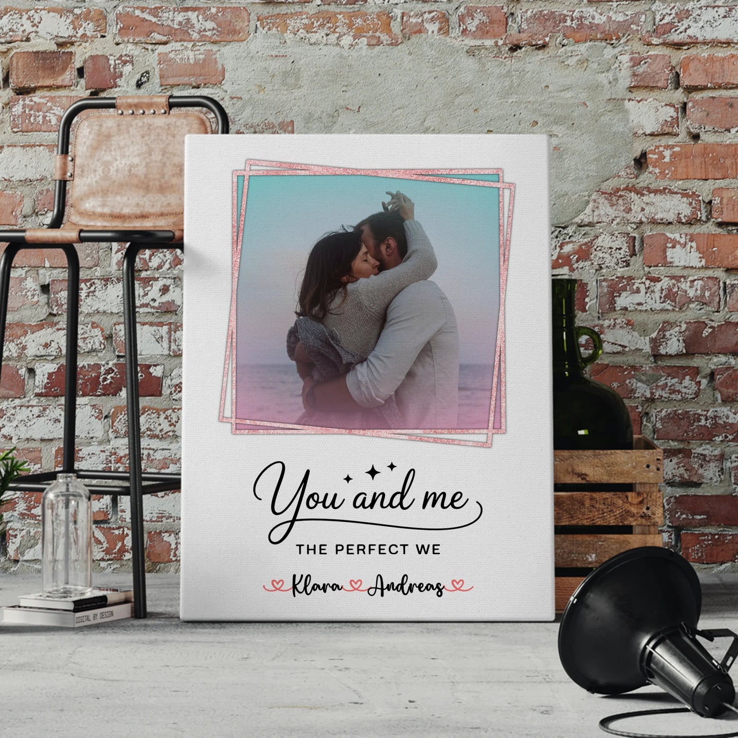 Leinwandbild Paar You and me The perfect we Personalisiert mit 1 Foto, Namen & Wunschtext