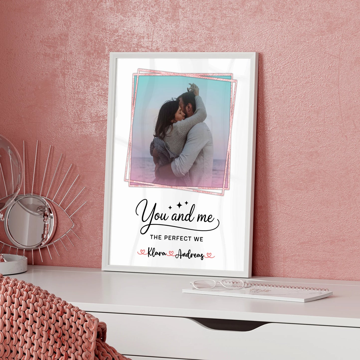 Pärchen Poster Personalisiert You and me The perfect we, Mit Foto & Namen eigener Spruch