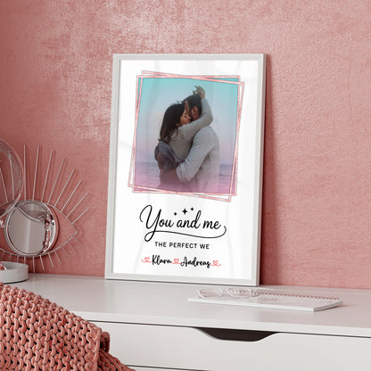Pärchen Poster Personalisiert You and me The perfect we, Mit Foto & Namen eigener Spruch