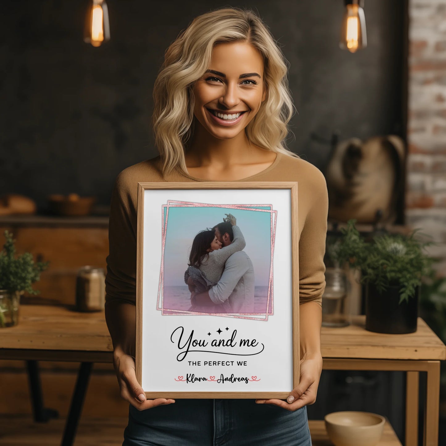 Pärchen Poster Personalisiert You and me The perfect we, Mit Foto & Namen eigener Spruch