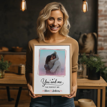 Pärchen Poster Personalisiert You and me The perfect we, Mit Foto & Namen eigener Spruch