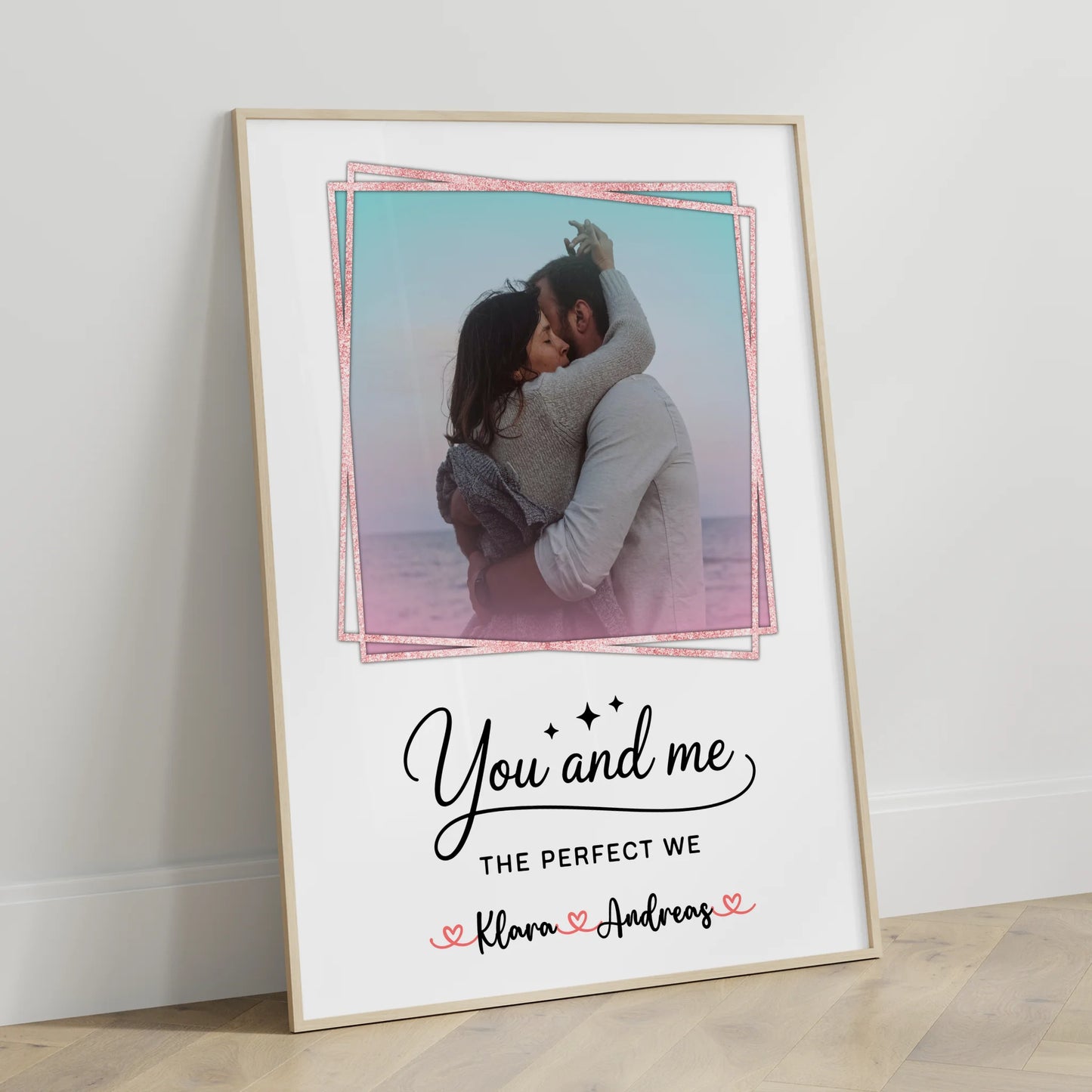 Pärchen Poster Personalisiert You and me The perfect we, Mit Foto & Namen eigener Spruch