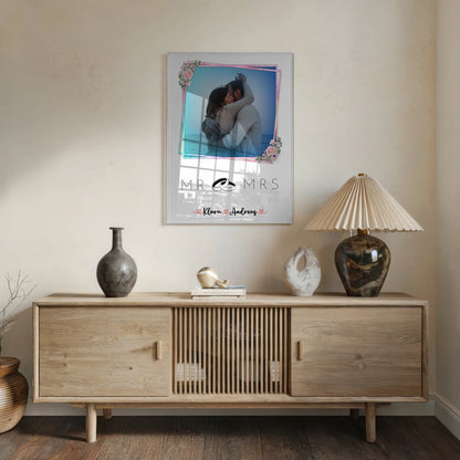 Personalisiertes Acryl Glas Bild für Paare Mr & Mrs mit 9 Fotos Namen und Wunschtext