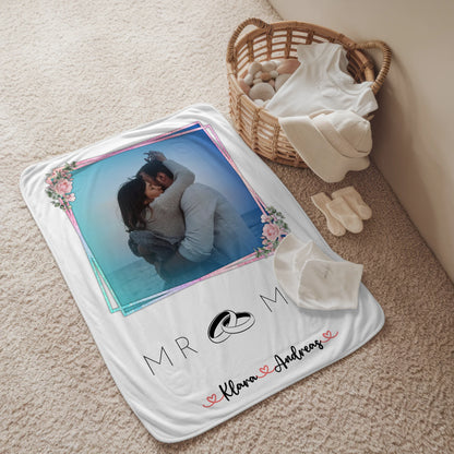 Kuscheldecke Mit Namen Und Motiv Mr & Mrs Paare 9 Foto & Namen, 1 Wunschtext