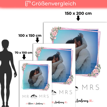 Kuscheldecke Mit Namen Und Motiv Mr & Mrs Paare 9 Foto & Namen, 1 Wunschtext